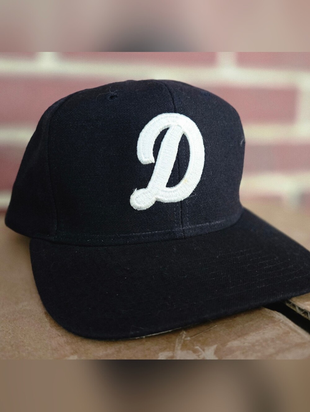 Richardson 510W Pro Model Wool Serge Snapback Hat Black White D Logo Cap Large